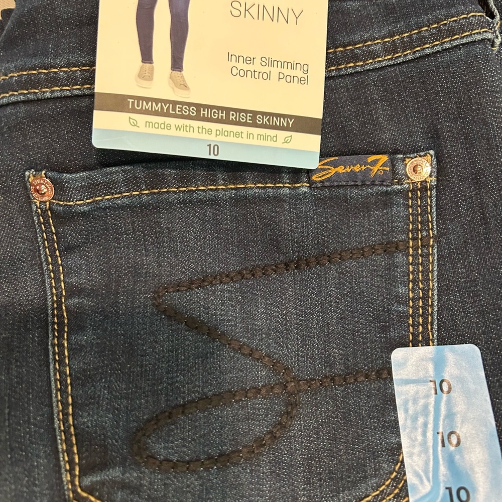 Seven7 Dark Blue Skinny Jeans with Embroidered Back Pocket